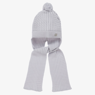 Shop Artesania Granlei Grey Knitted Hat & Attached Scarf