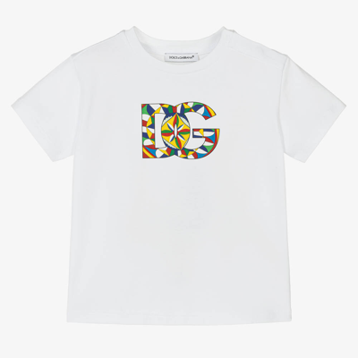 Shop Dolce & Gabbana Baby Boys White Cotton Carretto T-shirt
