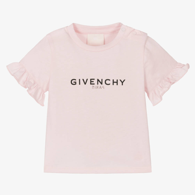 Shop Givenchy Girls Pale Pink Cotton T-shirt