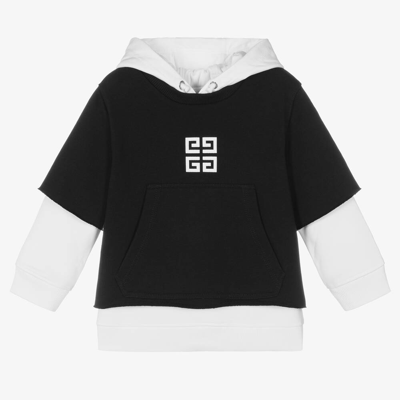 Shop Givenchy Boys White & Black Layered Hoodie