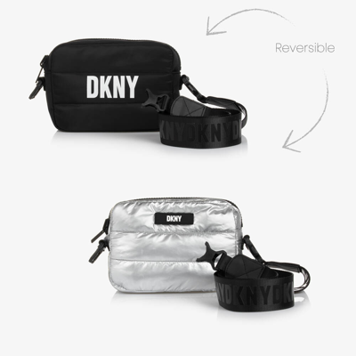 Shop Dkny Girls Reversible Black Shoulder Bag (23cm)