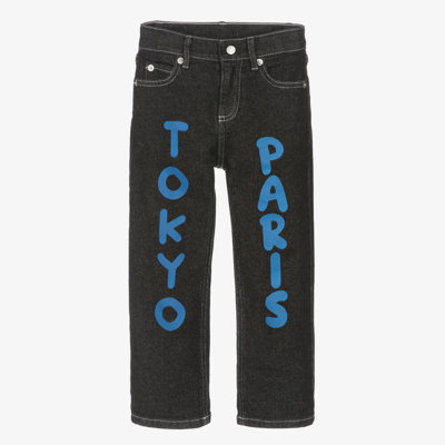 Shop Kenzo Kids Black Cotton Regular Fit Denim Jeans