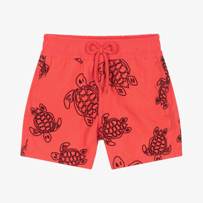 Shop Vilebrequin Boys Red Flocked Turtles Swim Shorts