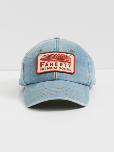 Shop Faherty Denim Baseball Hat In Mountain Indigo Wash