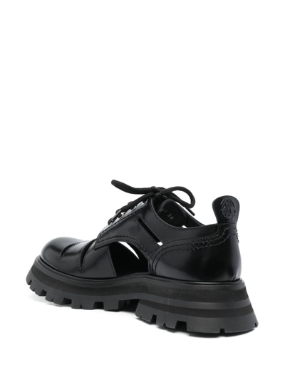 Shop Alexander Mcqueen Cut-out Leather Oxford Shoes In Schwarz