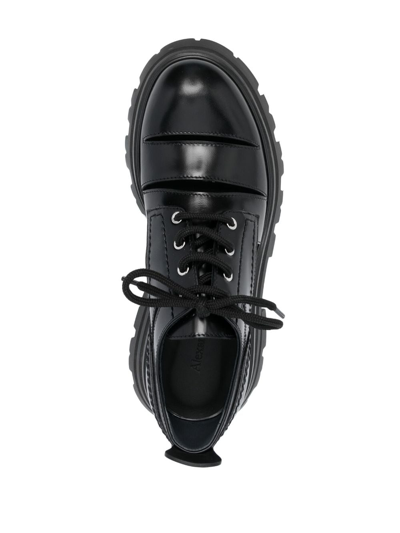 Shop Alexander Mcqueen Cut-out Leather Oxford Shoes In Schwarz