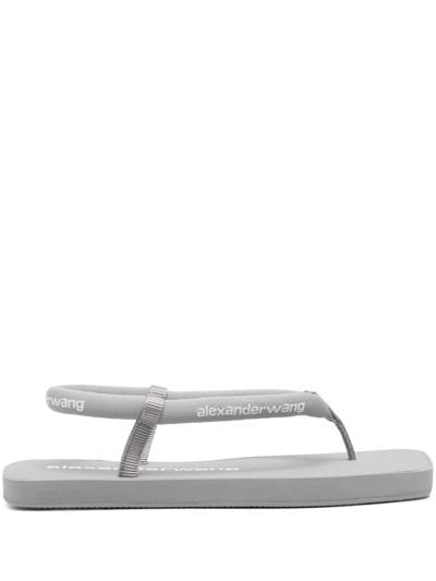 Shop Alexander Wang Logo-print Thong Sandals In Grau