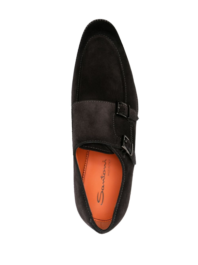 Santoni Man Loafers Cocoa Size 8 Soft Leather In Brown
