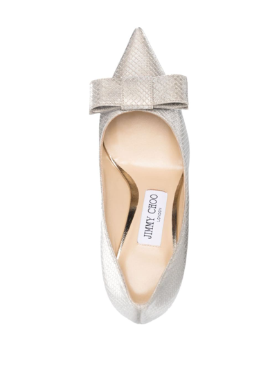 Shop Jimmy Choo Love 85mm Bow-detail Pumps In Nude