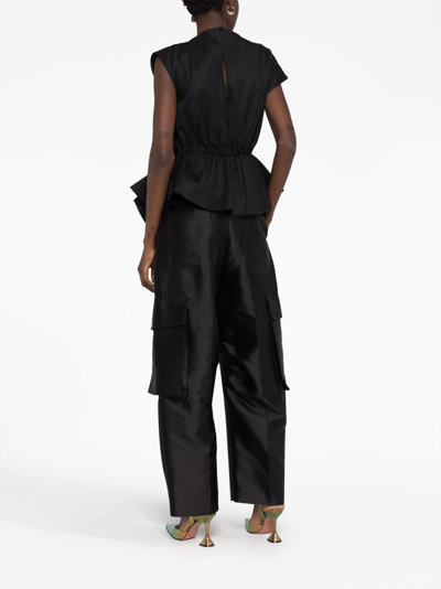 Shop Christopher John Rogers Crushed Bow Cut-out Cotton-silk Blouse In Schwarz