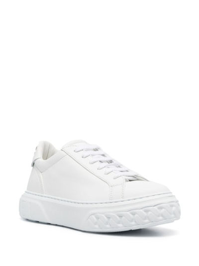 Casadei Chunky Sole Leather Sneakers In Weiss