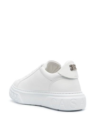 Shop Casadei Low-top Leather Sneakers In Weiss