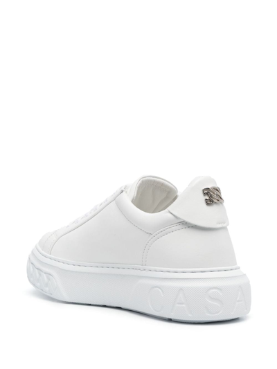 Casadei Chunky Sole Leather Sneakers In Weiss