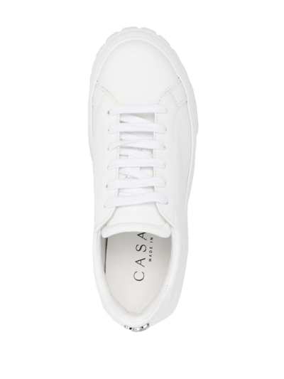 Casadei Chunky Sole Leather Sneakers In Weiss