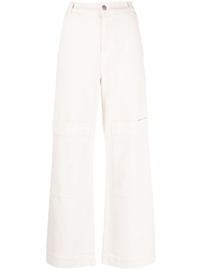 Shop P.a.r.o.s.h Multiple-pockets High-waisted Trousers In Weiss
