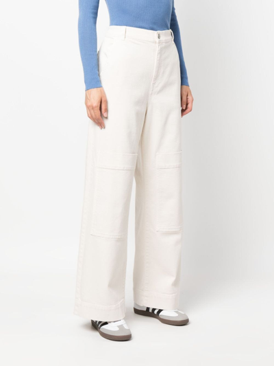 P.a.r.o.s.h Multiple-pockets High-waisted Trousers In Weiss
