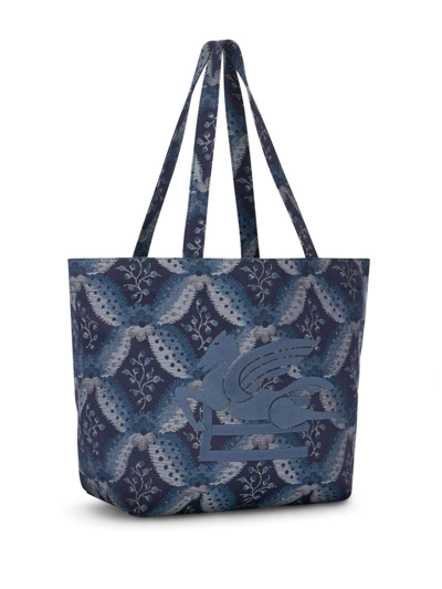 Shop Etro Medium Floralia-print Tote Bag In Blau