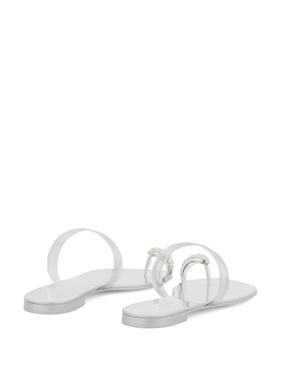 Shop Giuseppe Zanotti Ring Ghost Metallic-finish Flat Sandals In Silber
