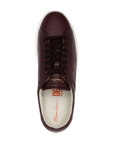 Shop Santoni Logo-print Low-top Sneakers In Rot