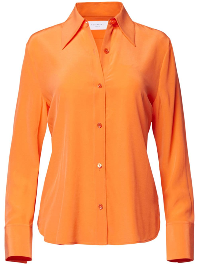 Equipment Leona Button-up Silk Shirt In Orange