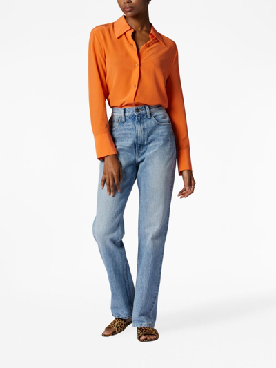 Equipment Leona Button-up Silk Shirt In Orange