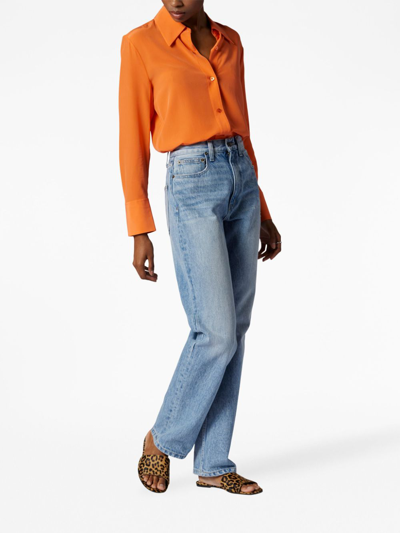 Equipment Leona Button-up Silk Shirt In Orange