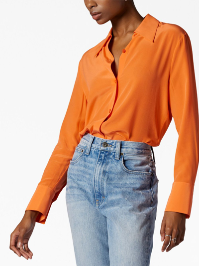 Equipment Leona Button-up Silk Shirt In Orange