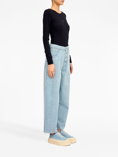 Shop Mm6 Maison Margiela Mid-rise Cropped Jeans In Blau