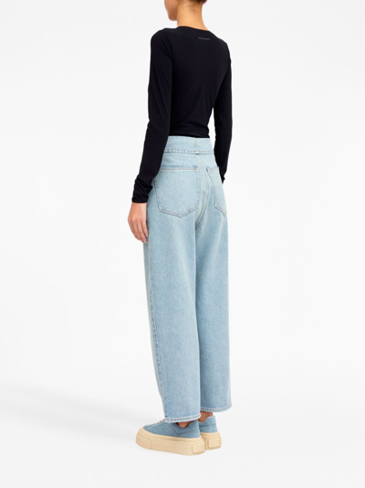 Shop Mm6 Maison Margiela Mid-rise Cropped Jeans In Blau