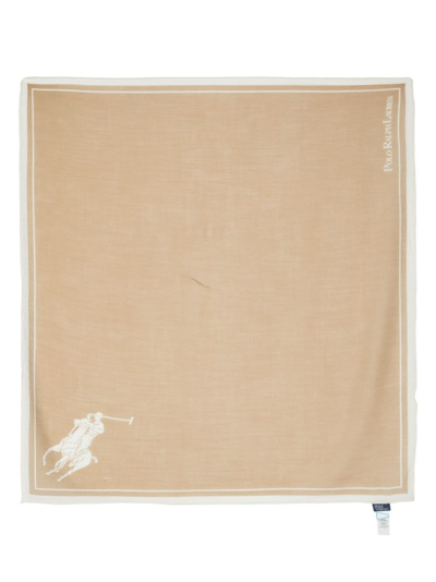 Shop Polo Ralph Lauren Polo Pony Wool Scarf In Nude
