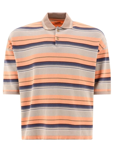 Shop Kapital "multi-border Kanoko Box" Polo Shirt In Orange