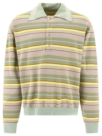 Shop Kapital "multi-border Kanoko Box" Polo Shirt In Green