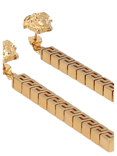 Shop Versace 'greca' Pendant Earrings In Gold