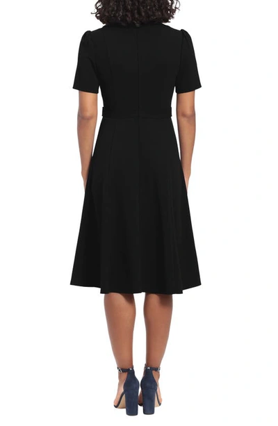 Shop London Times Short Sleeve Fit & Flare Midi Dress In Black