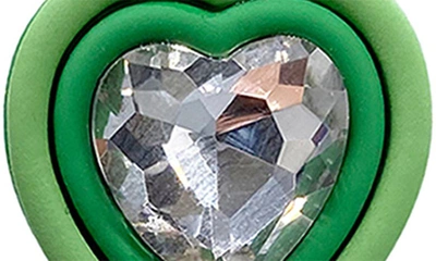 Shop Adornia Rhodium Plated Crystal Heart Stud Earrings In Green
