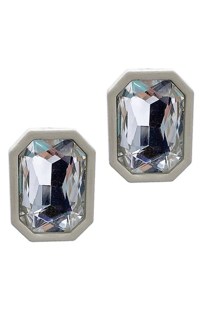 Shop Adornia Halo Crystal Stud Earrings In White