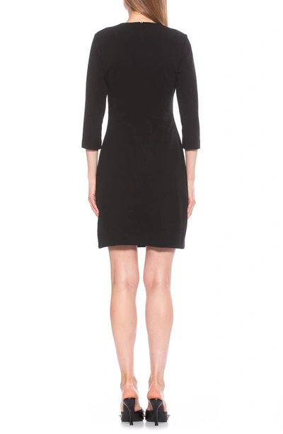 Shop Alexia Admor Cristal 3/4 Sleeve Pleated A-line Dress In Black