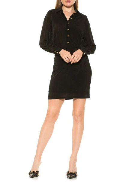 Shop Alexia Admor Avril Velvet Shirtdress In Black