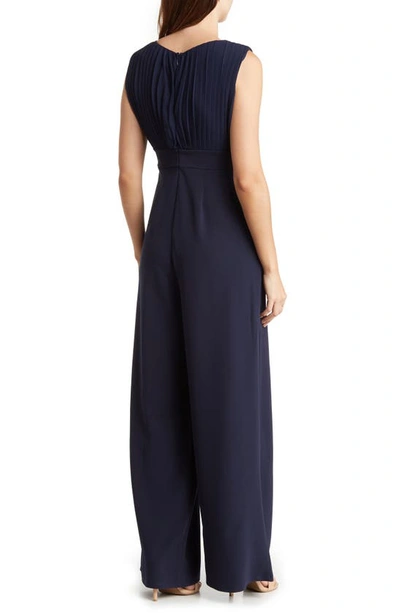 Love By Design Aster Deep V-neck Jumpsuit In Navy Blazer