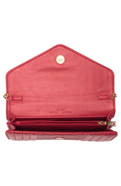 Shop Badgley Mischka Chevron Quilted Crossbody Bag In Red