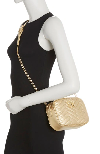 Shop Badgley Mischka Quilted Camera Bag In Metallic Gold