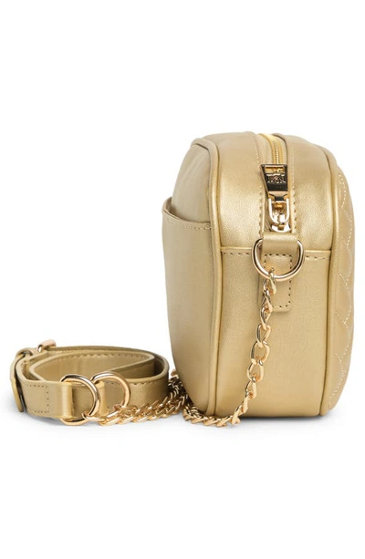 Shop Badgley Mischka Quilted Camera Bag In Metallic Gold