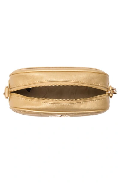 Shop Badgley Mischka Quilted Camera Bag In Metallic Gold