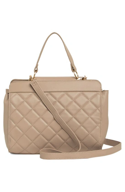 Badgley Mischka Diamond Quilted Tote Bag In Taupe