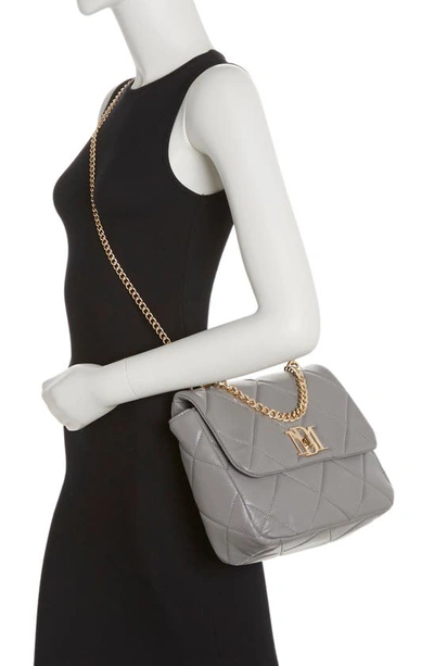 Shop Badgley Mischka Large Quilted Crossbody Bag In Grey