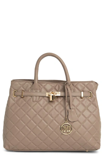 Shop Badgley Mischka Large Diamond Quilted Tote Bag In Taupe