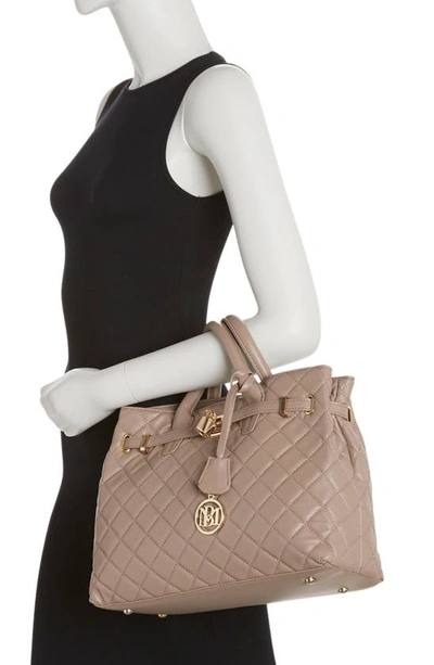 Shop Badgley Mischka Large Diamond Quilted Tote Bag In Taupe