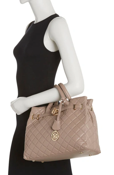 Badgley Mischka Large Diamond Quilted Tote Bag In Taupe