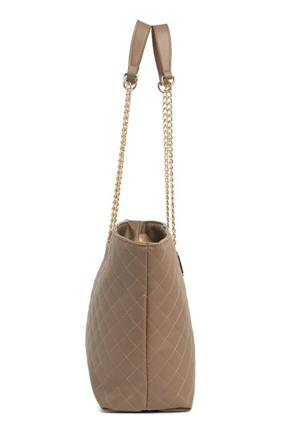 Badgley Mischka Large Quilted Tote Bag In Taupe