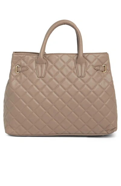 Shop Badgley Mischka Large Diamond Quilted Tote Bag In Taupe